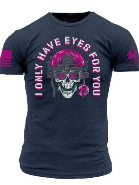 Grunt Style Black Tee with Pink Skull & Rose Graphic